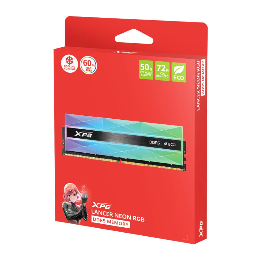 ADATA LANCER NEON RGB | DDR5 RAM | 6400MT/s CL32 | 32GB (2x16GB) Silver
