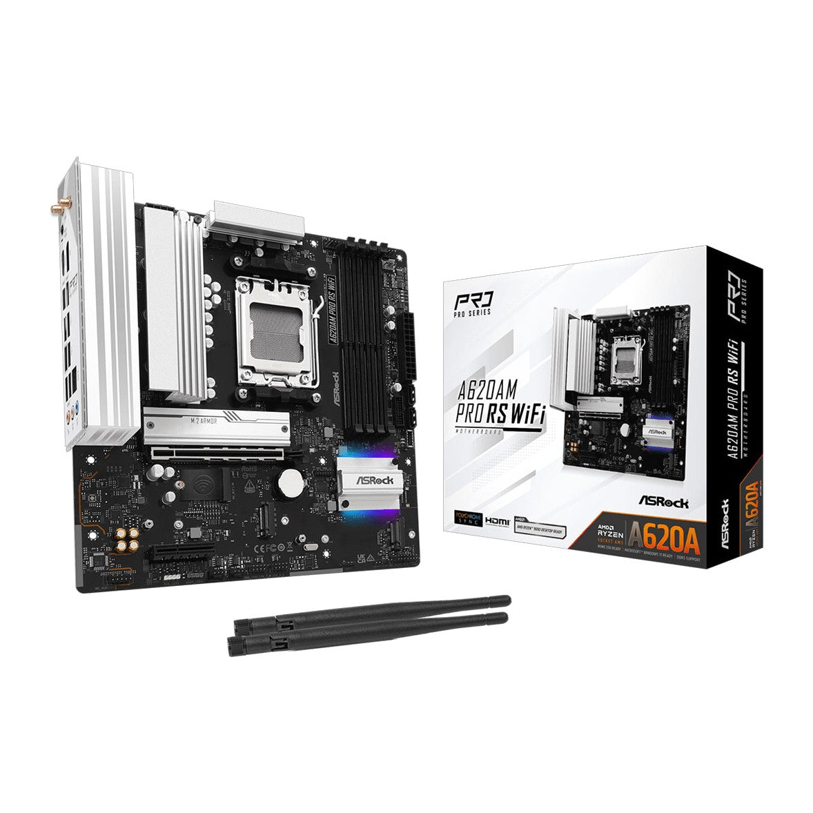 ASRock A620AM Pro RS WiFi | AM5 motherboard | Wi-Fi 6E | Micro-ATX