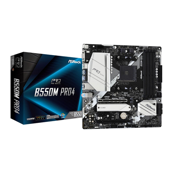 ASRock B550M Pro4 | AMD AM4 Socket Motherboard | Micro-ATX | 4x DDR4 Slots