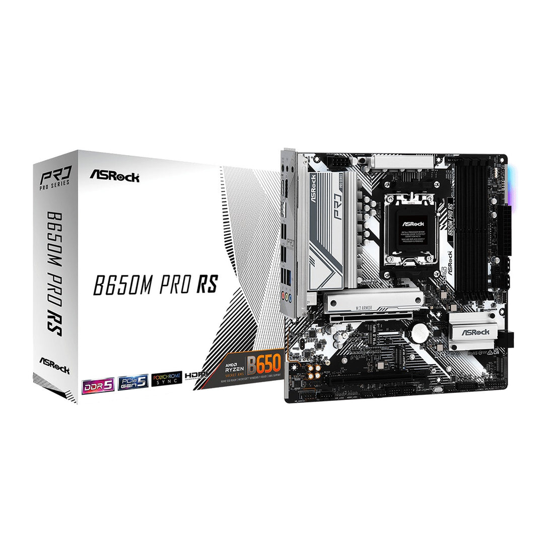 ASRock B650M Pro RS | AMD AM5 Socket Motherboard | Micro-ATX | 4x DDR5 Slots