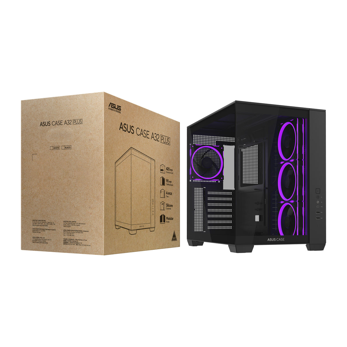 ASUS A32 Plus | ATX PC case | Dual chamber ARGB | Black