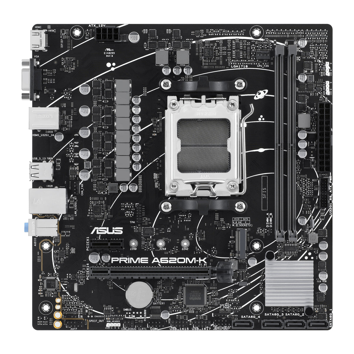 ASUS PRIME A620M-K | Micro-ATX Motherboard | AMD A620 Socket AM5 | DDR5