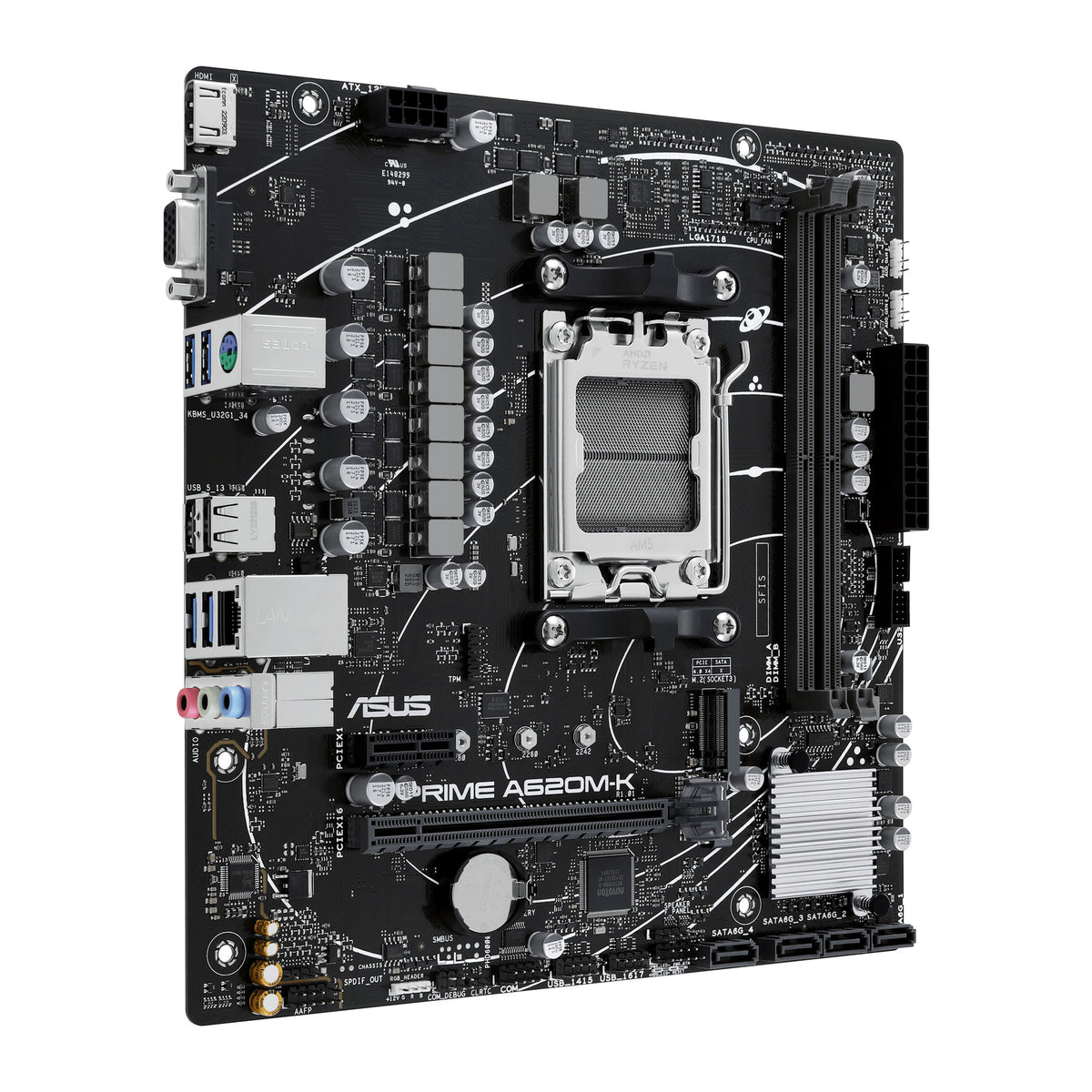 ASUS PRIME A620M-K | Micro-ATX Motherboard | AMD A620 Socket AM5 | DDR5