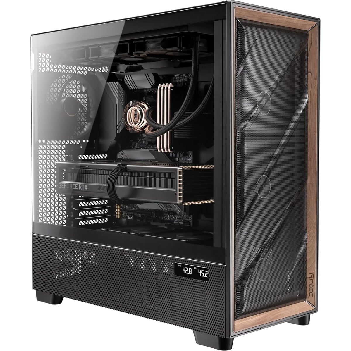 Antec FLUX PRO | Full tower PC case | 6 PWM fans | Black and walnut