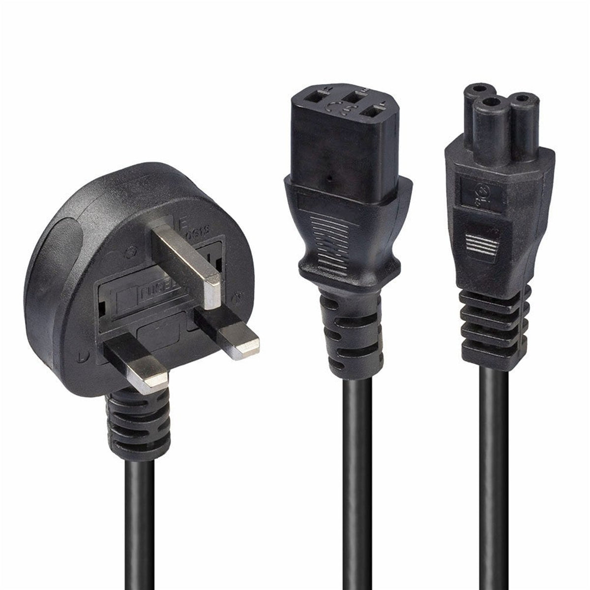 LINDY 30374 | Mains splitter cable | UK plug to IEC C13 and C5 | 2.5 m | Black
