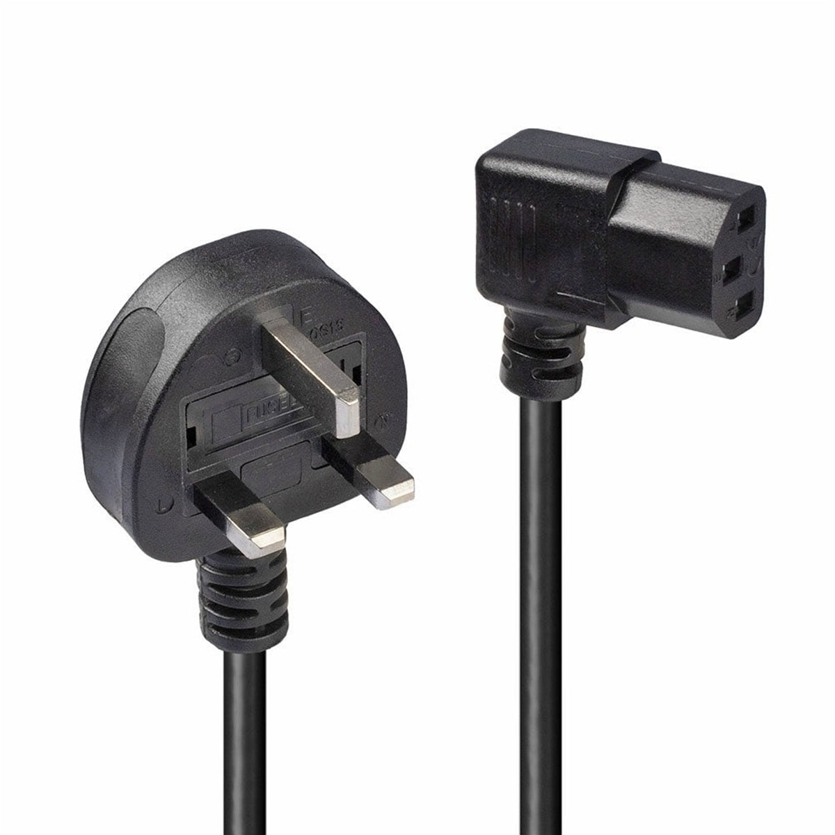 LINDY 30446 | Mains power cable | UK plug to angled IEC C13 | 1 m | Black
