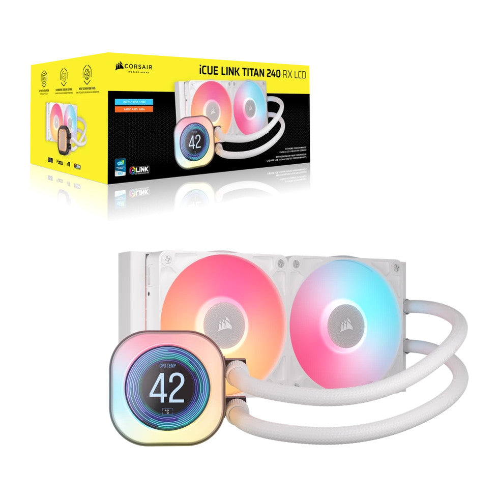 CORSAIR iCUE LINK TITAN 240 RX LCD | Liquid CPU cooler | 240mm radiator | White