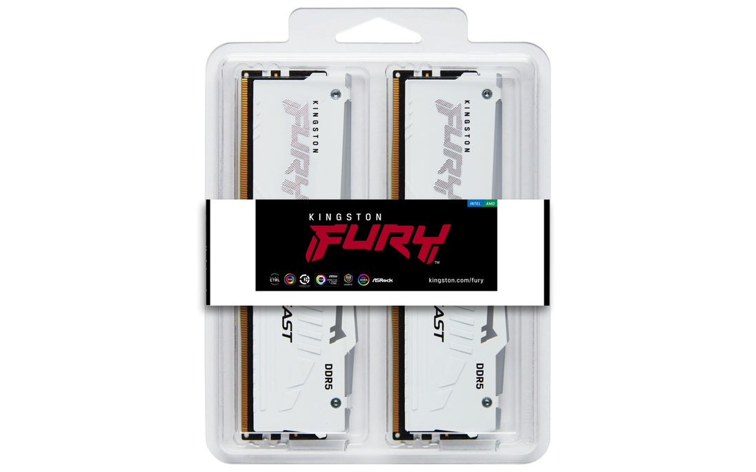 Kingston FURY Beast | DDR5 RAM kit | 64GB 6000MT/s CL36 | White RGB
