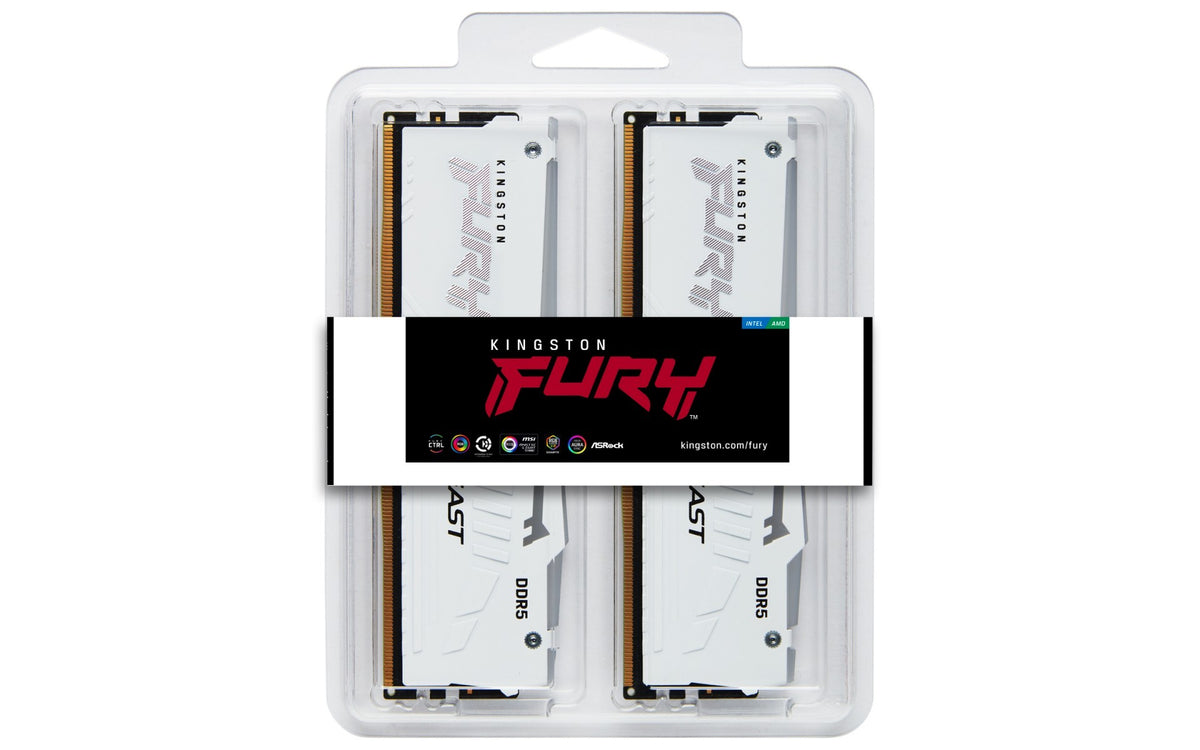 Kingston FURY Beast | DDR5 RAM kit | 64GB 6000MT/s CL36 | White RGB