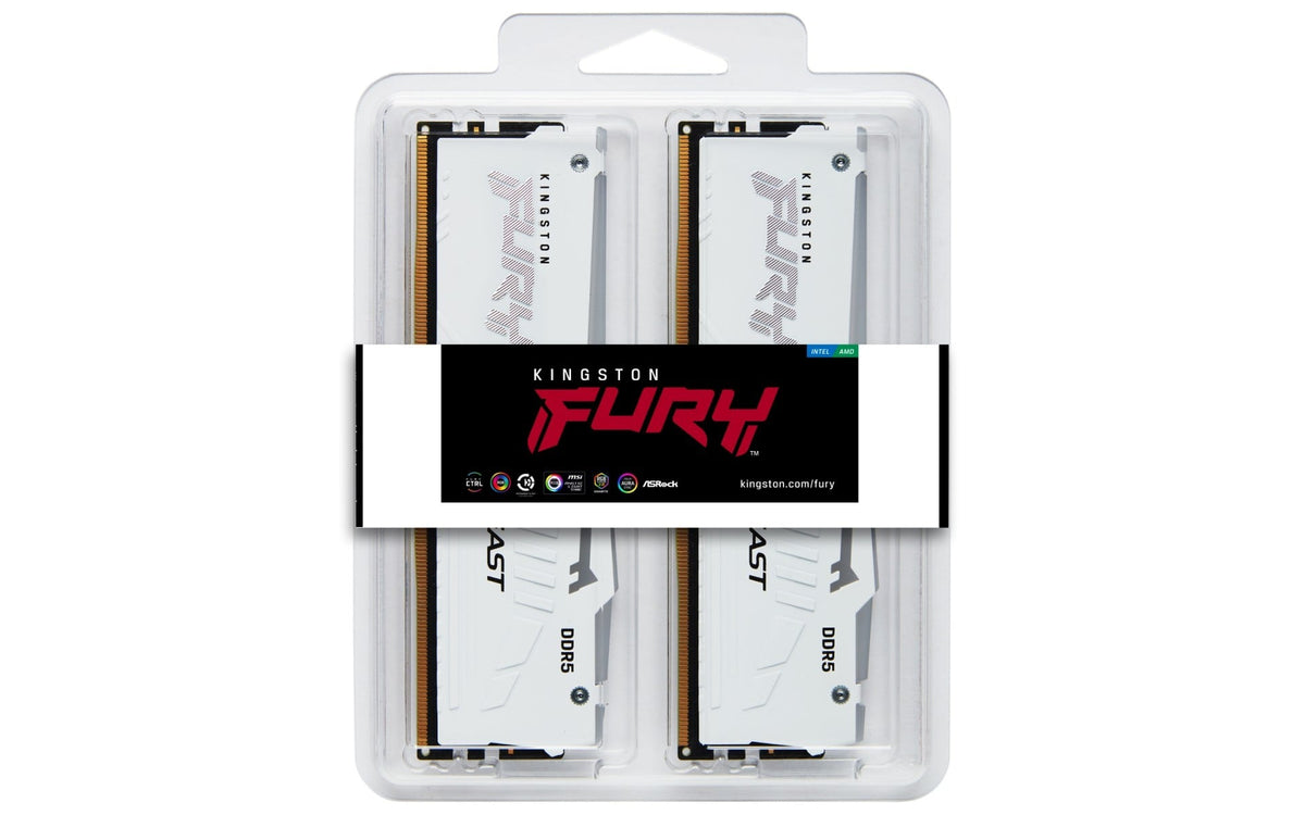 Kingston FURY Beast | DDR5 RAM kit | 32GB 5600MT/s CL36 | White RGB