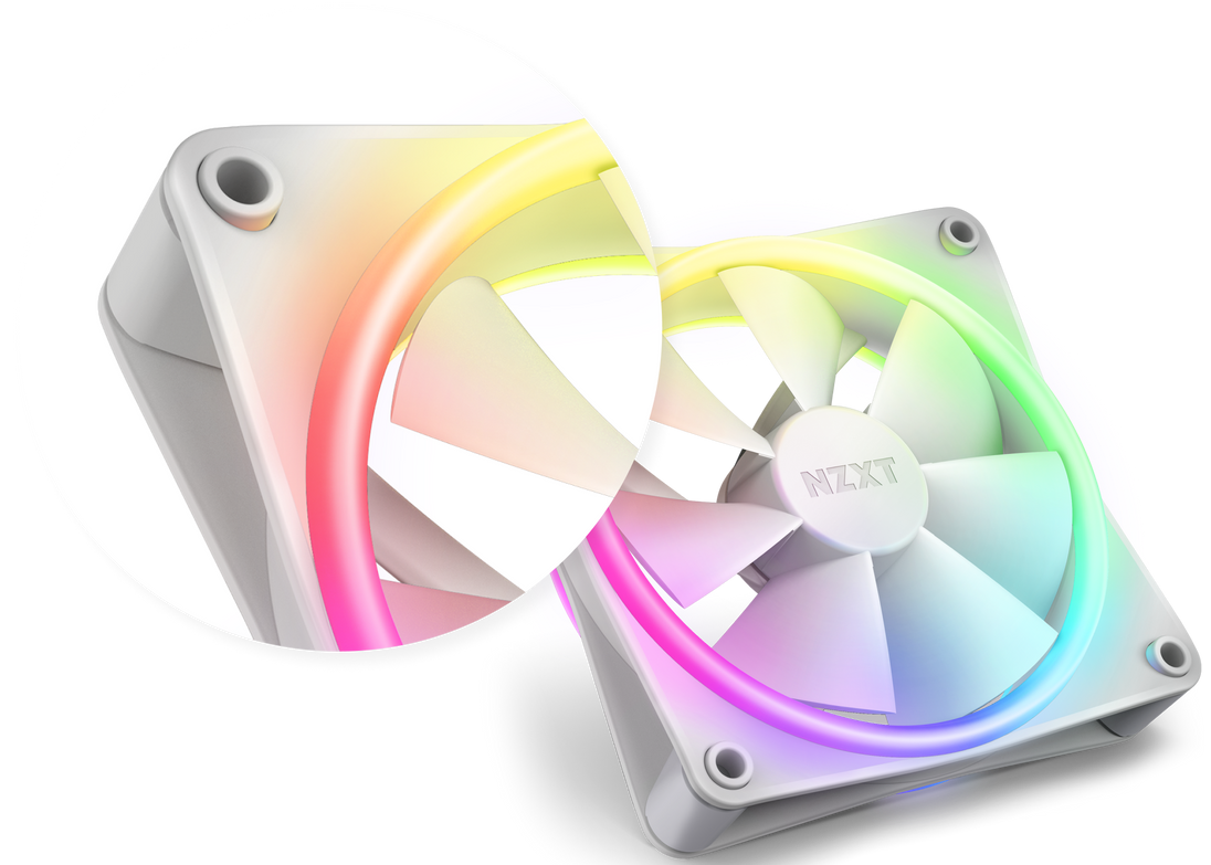 NZXT F140 RGB Duo Twin Pack | 140mm case fans | PWM RGB | White 2-pack