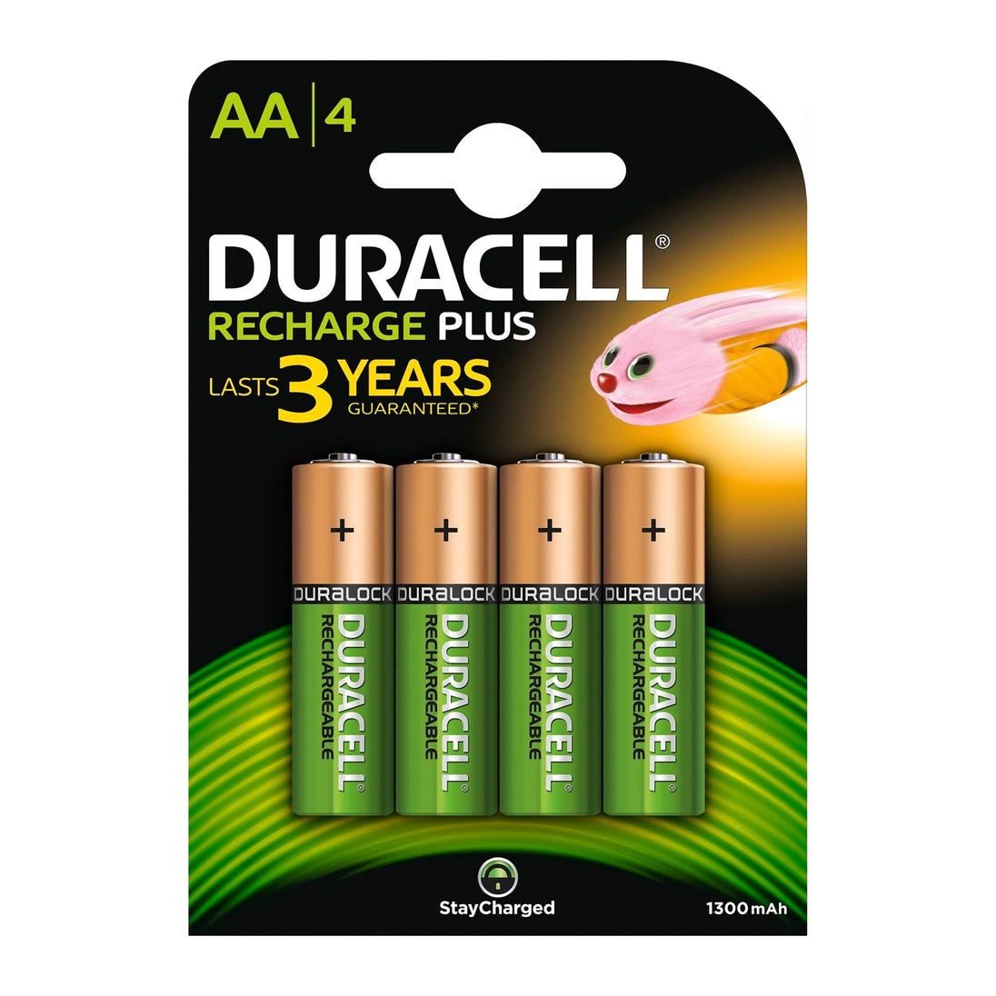 Duracell Recharge Plus | Rechargeable AA batteries | 1300mAh | Pack of 4