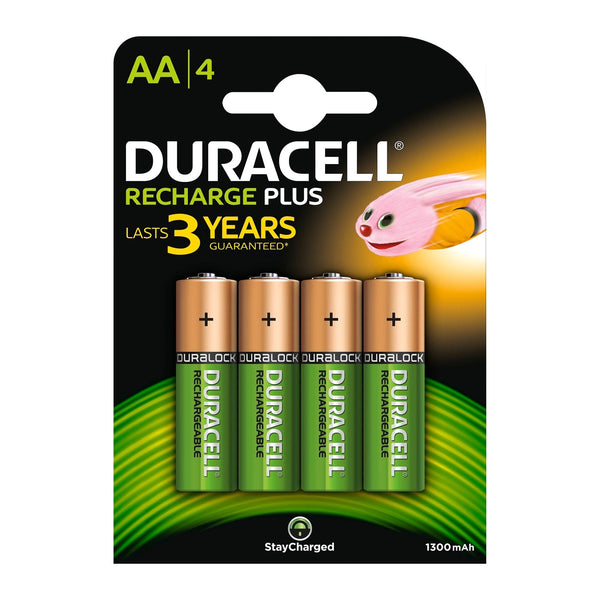 Duracell Recharge Plus | Rechargeable AA batteries | 1300mAh | Pack of 4