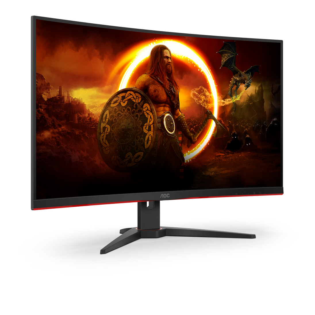 AOC C32G2ZE/BK | Curved gaming monitor | 31.5 inch Full HD 240Hz | Black and red