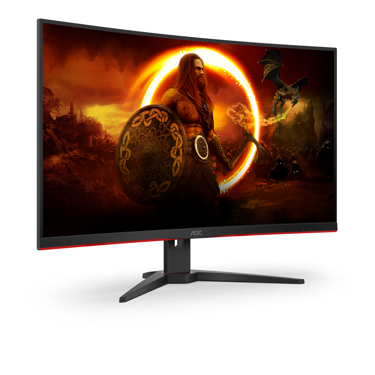 AOC C32G2ZE/BK | Curved gaming monitor | 31.5 inch Full HD 240Hz | Black and red