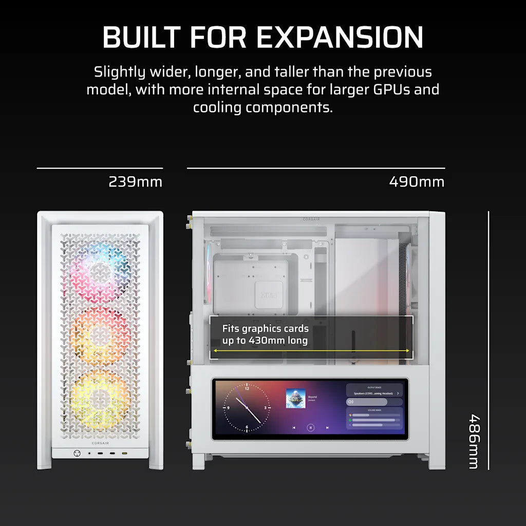 Corsair FRAME 4000D LCD RS ARGB | PC case | 14.5-inch LCD touchscreen | White