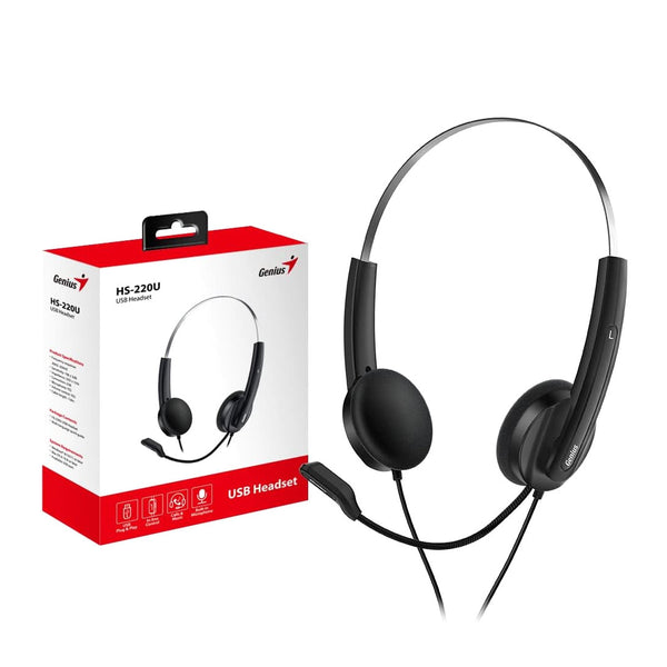 Genius HS-220U | USB headset with microphone | Plug and play | Black