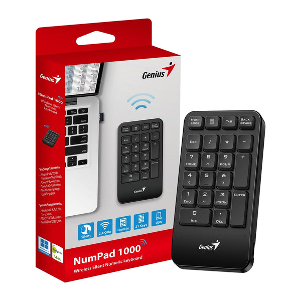 Genius NumPad 1000 | Wireless numeric keypad | 2.4GHz | Black