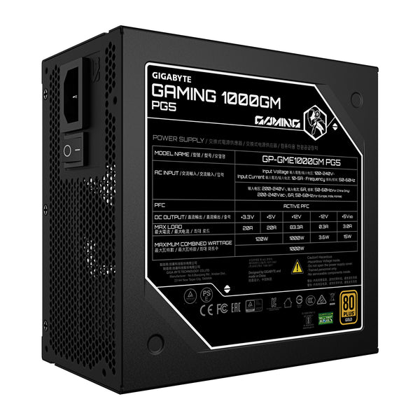 GIGABYTE GAMING 1000GM PG5 | 1000W PSU | 80 PLUS Gold | Fully modular, ATX 3.1
