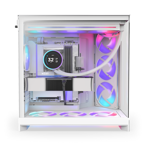 NZXT H9 Flow RGB+ | Mid tower PC case | Dual-chamber airflow | White