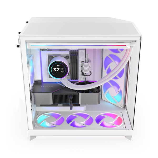 NZXT H9 Flow RGB+ | Mid tower PC case | Dual-chamber airflow | White