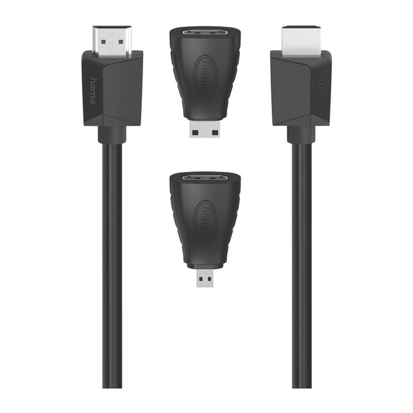 Hama 00200705 | HDMI cable | 4K 4096 x 2160 | 1.5 m with 2 adapters