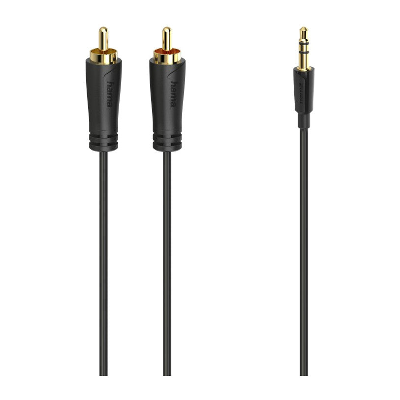 Hama 00205260 | 3.5 mm to 2 RCA audio cable | Gold-plated | 1.5 m | Black