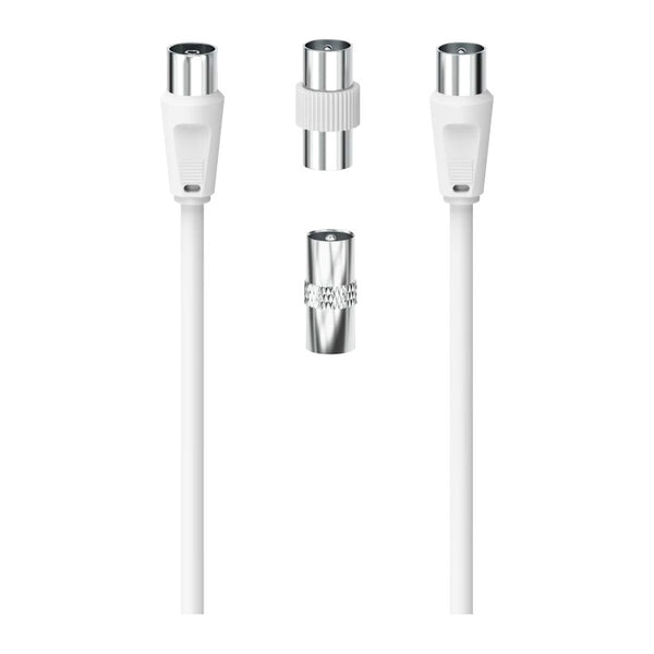 Hama 00205340 | TV aerial connection kit | 5 m with 2 coax adapters | White