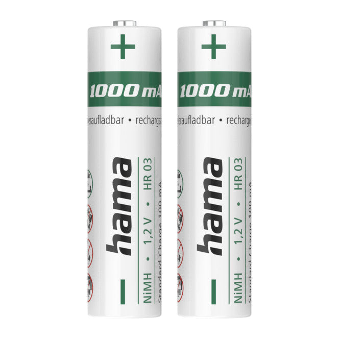 Hama 00223523 | Rechargeable AAA batteries | NiMH 1000 mAh | 2 pack