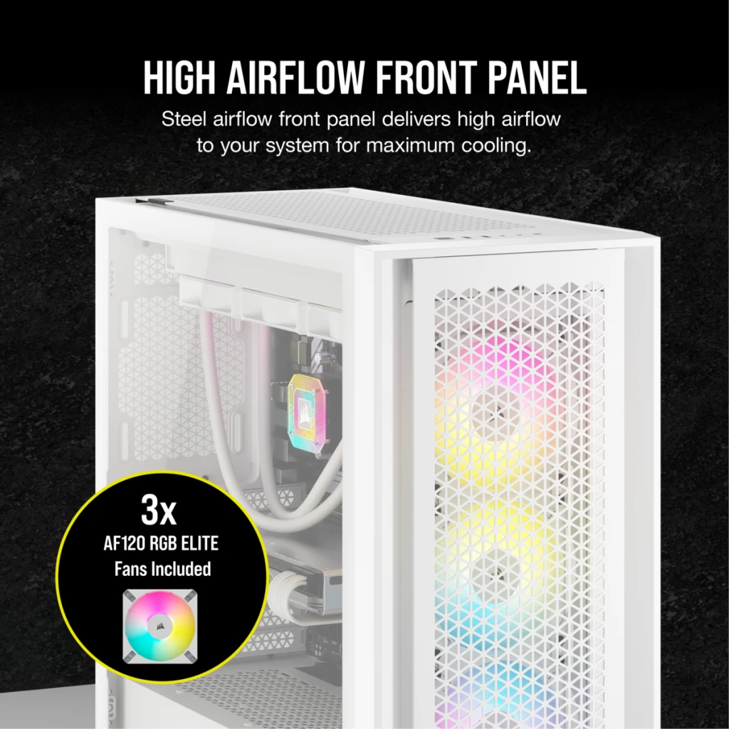 CORSAIR iCUE 5000D RGB AIRFLOW | Mid-tower PC case | 3 RGB fans | True White