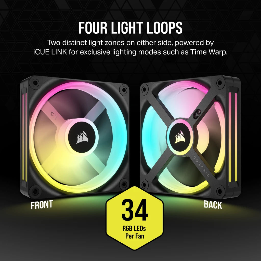 CORSAIR iCUE LINK QX120 RGB | 120mm PWM fan kit | 3-pack | Black