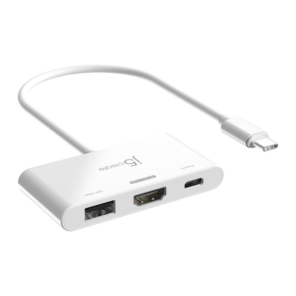 j5create JCA399-N | USB-C to HDMI adapter | 4K 144Hz | USB-A and 100W PD | White