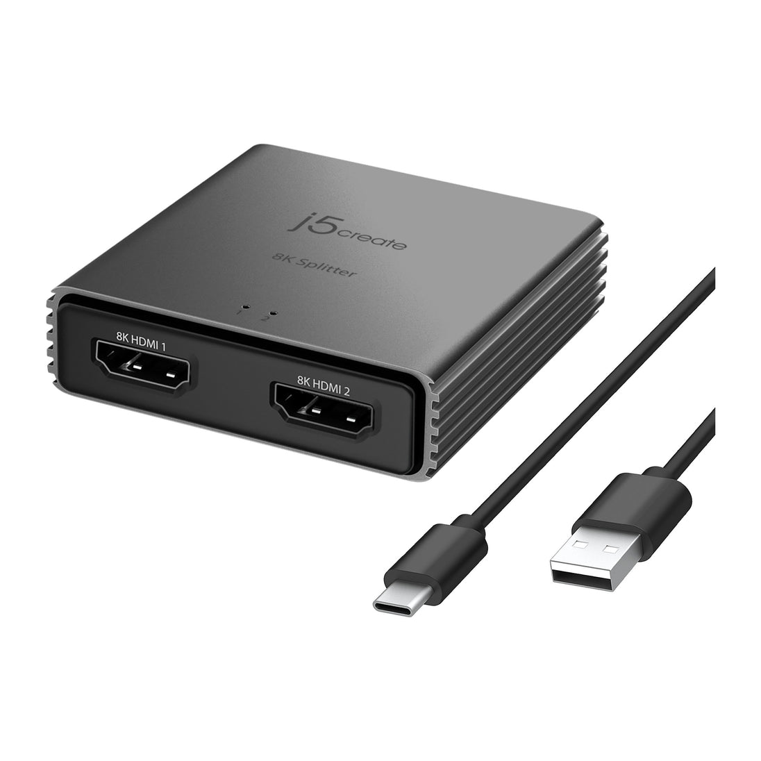 j5create JDSH812-N | 8K HDMI 2.1 splitter | 1 in, 2 out | 4K 120Hz | Space Grey