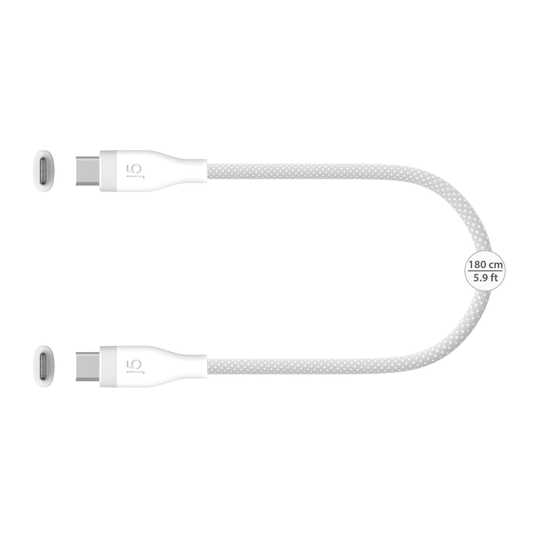 j5create JUCX18L18W-N | USB-C charging cable | 60W braided | 1.8m | White