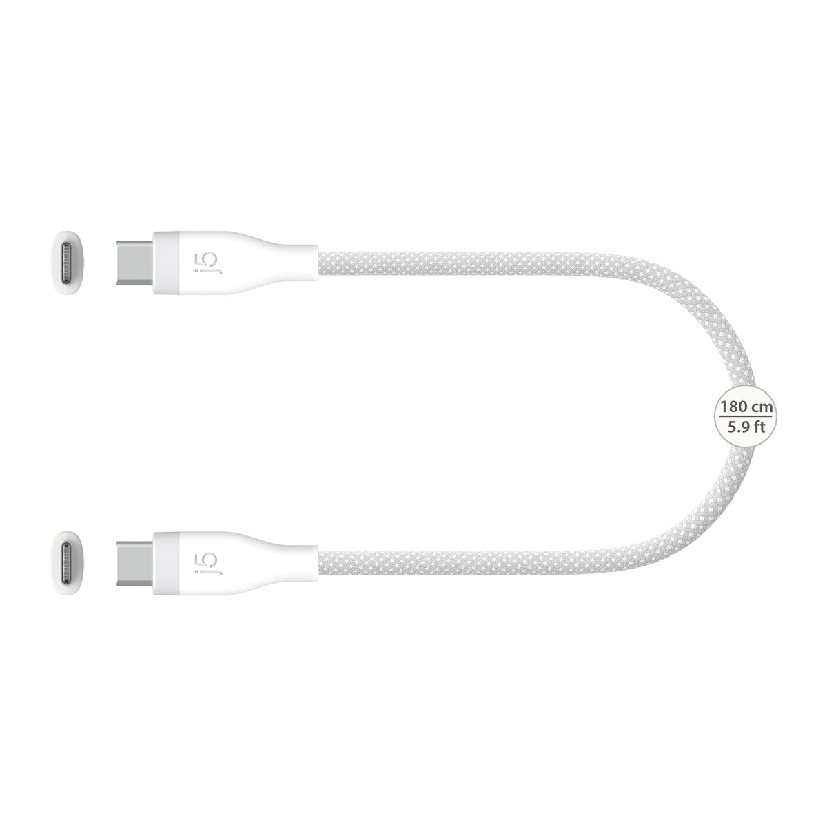 j5create JUCX18L18W-N | USB-C charging cable | 60W braided | 1.8m | White