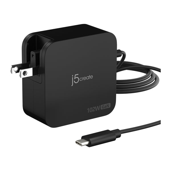 j5create JUP25102V-N | 102W GaN USB-C charger | 2-port | 1.8m tethered cable