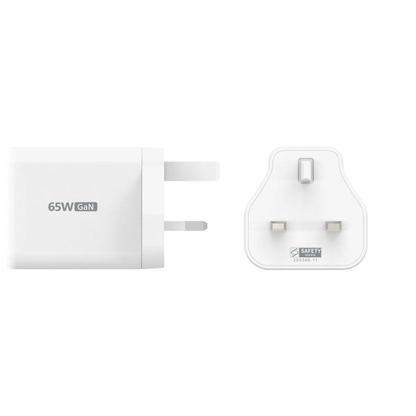 j5create JUP3365F-FN | 65W GaN USB-C Charger | 3 Ports | UK Plug | White