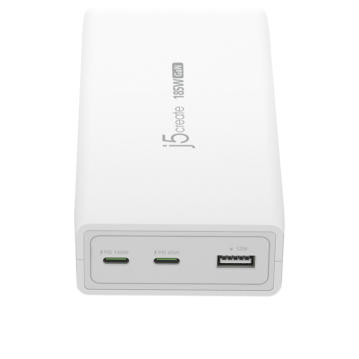 j5create JUP37185W-FN | 185W GaN USB-C charger | 140W PD 3.1 port | UK | White