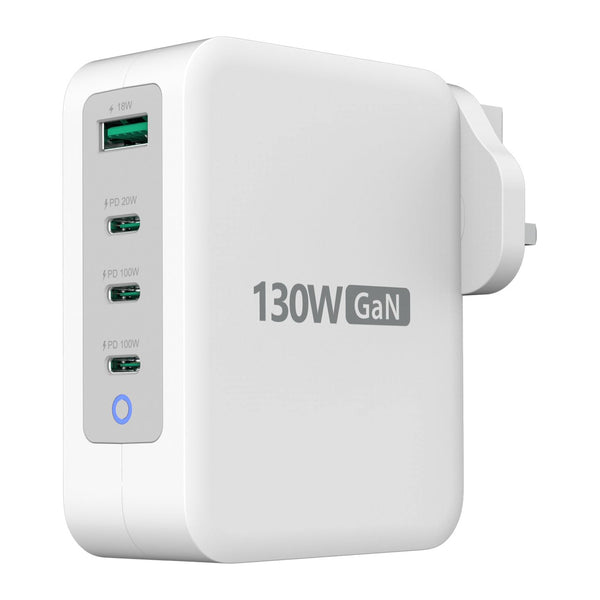 j5create JUP43130F-FN | 130W GaN USB-C charger | 4-port | UK plug | White/grey