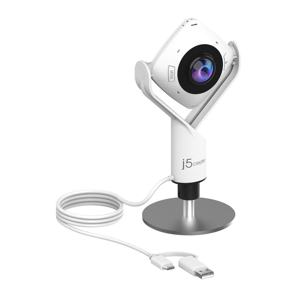 j5create JVCU360-N | 360° all-around webcam | 1080p 30fps | White and black
