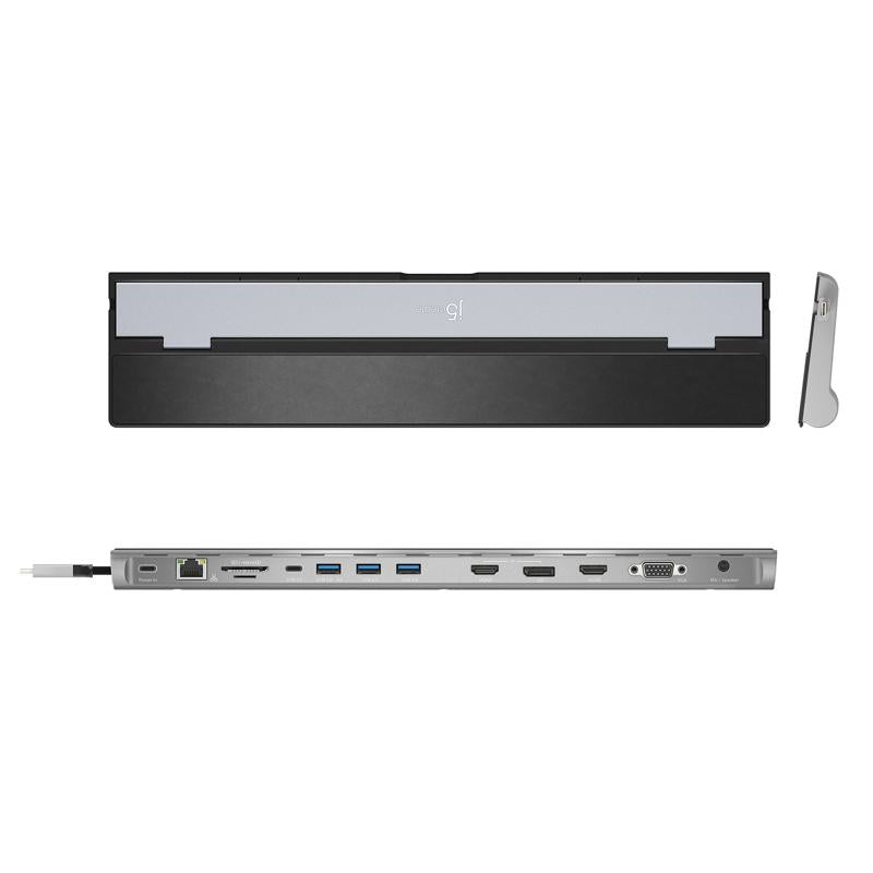 j5create JCD543-N | USB-C docking station | Triple display | Silver and black