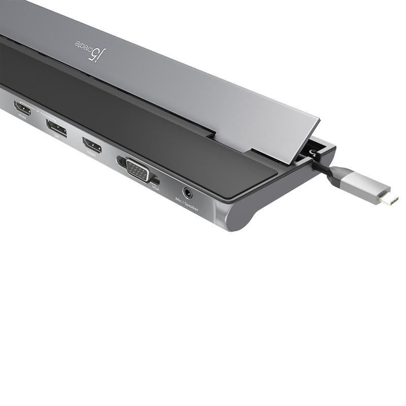 j5create JCD543-N | USB-C docking station | Triple display | Silver and black