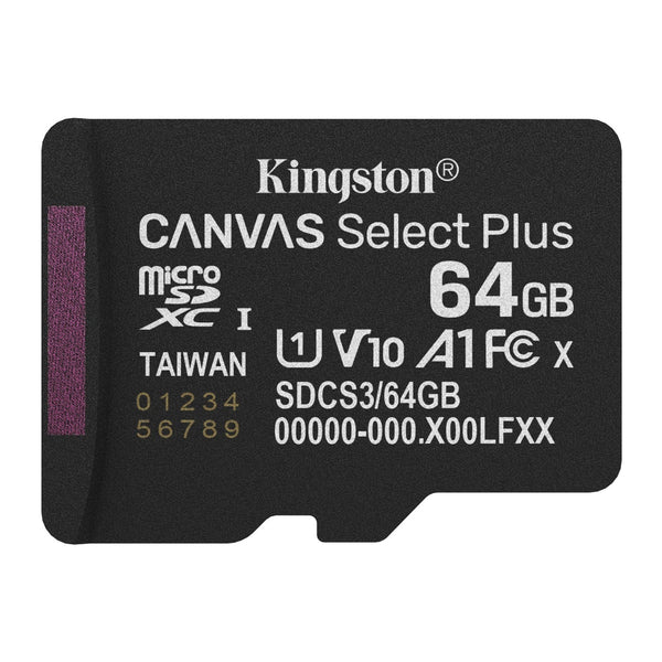Kingston Canvas Select Plus | 64GB microSDXC card | UHS-I Class 10 | SD adapter