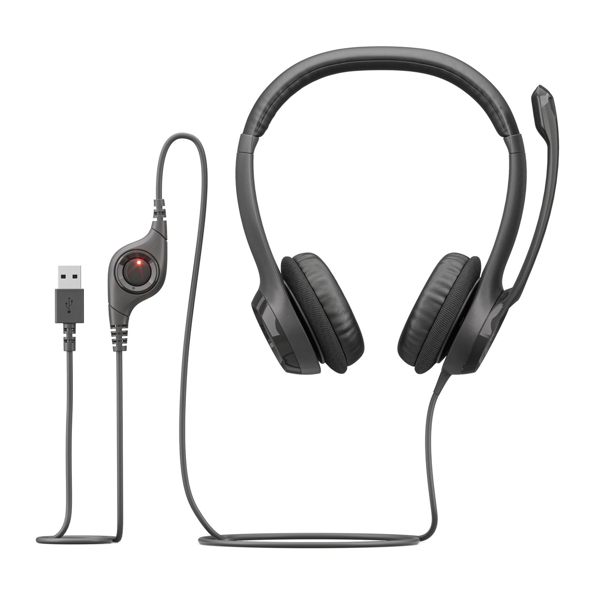 Logitech H390 | Wired USB headset | Noise-cancelling mic | Black