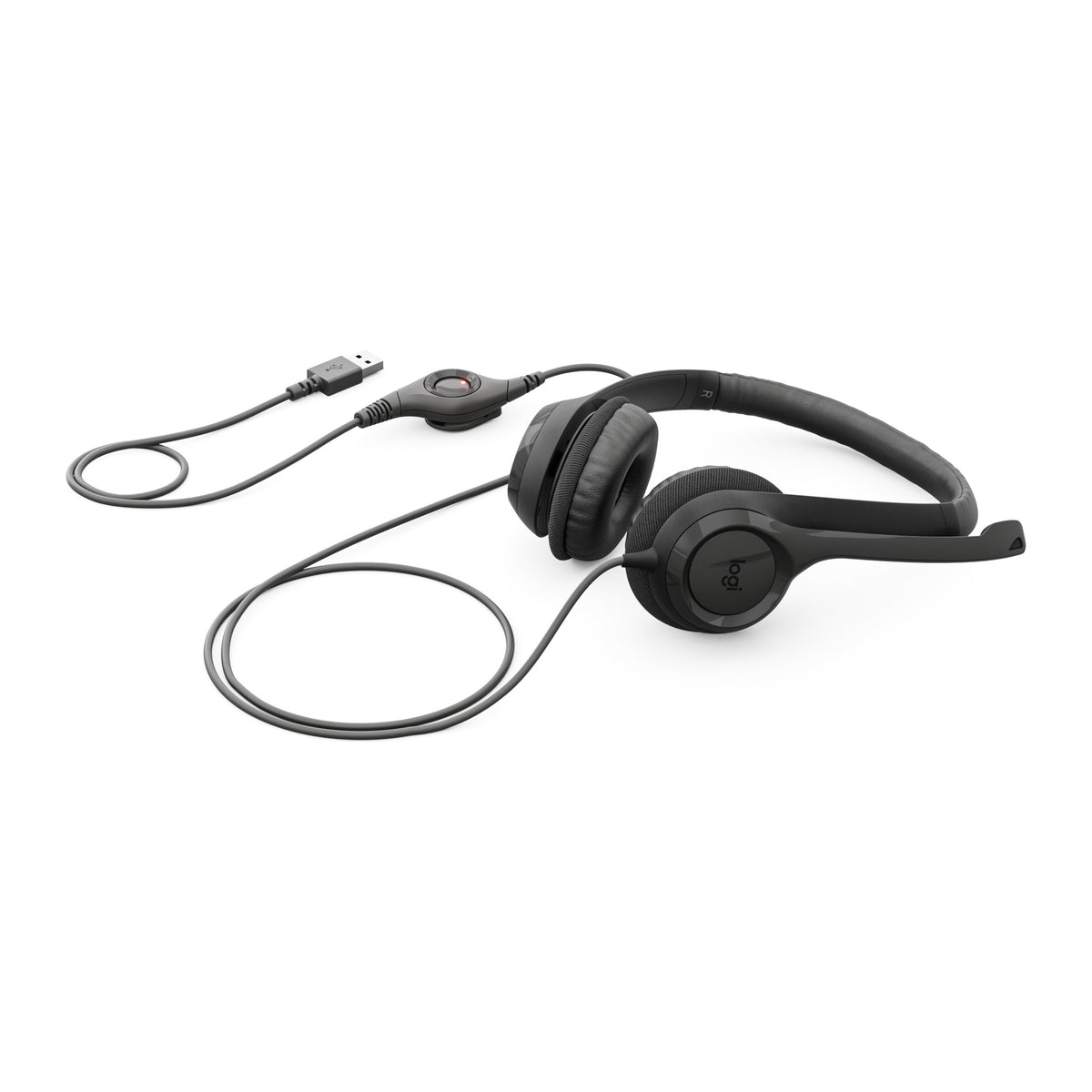 Logitech H390 | Wired USB headset | Noise-cancelling mic | Black