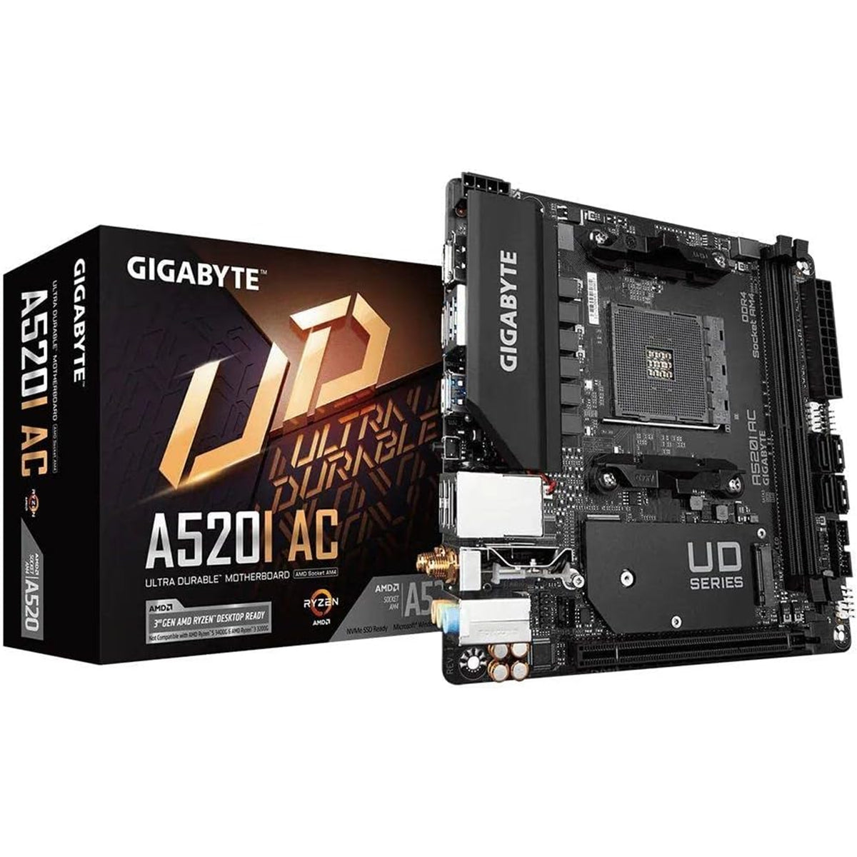 Gigabyte A520I AC | Ultra Durable AMD AM4 Socket Motherboard | Mini-ITX