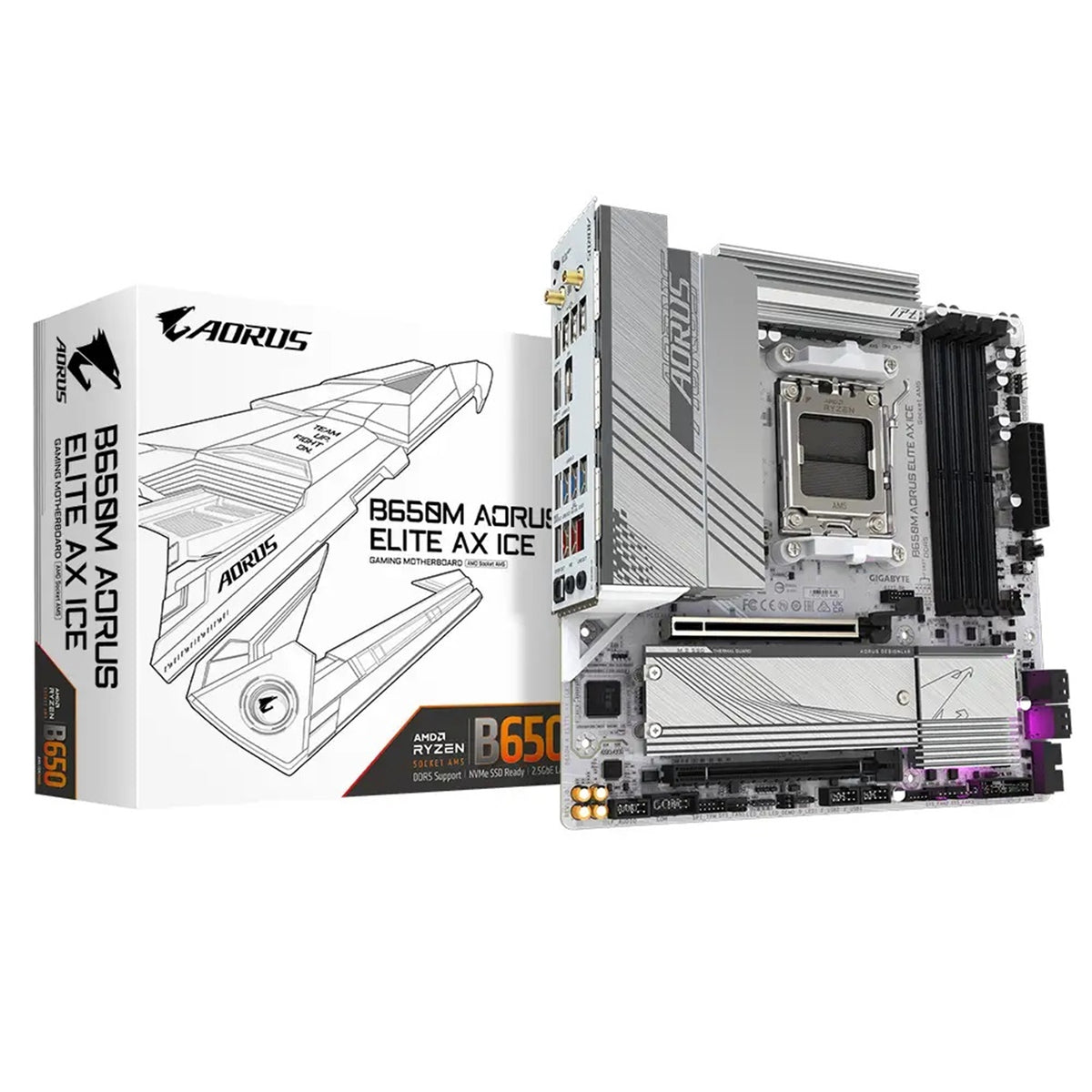 Gigabyte B650M AORUS ELITE AX ICE | AMD AM5 Socket Motherboard | Micro-ATX