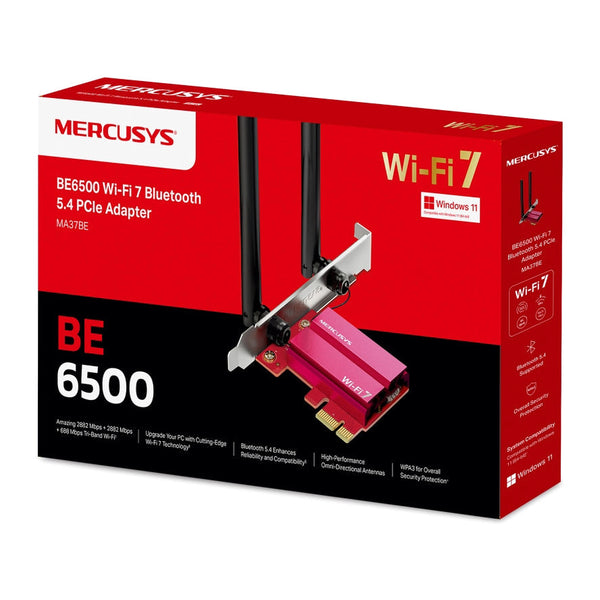 Mercusys MA37BE | Wi-Fi 7 PCIe adapter | Tri-band BE6500 | Bluetooth 5.4