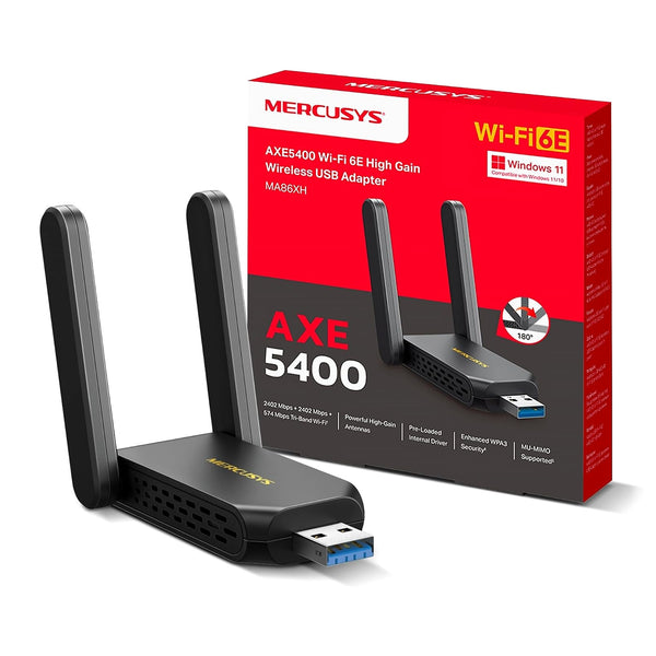 MERCUSYS MA86XH | Wi-Fi 6E USB adapter | AXE5400 tri-band | High-gain
