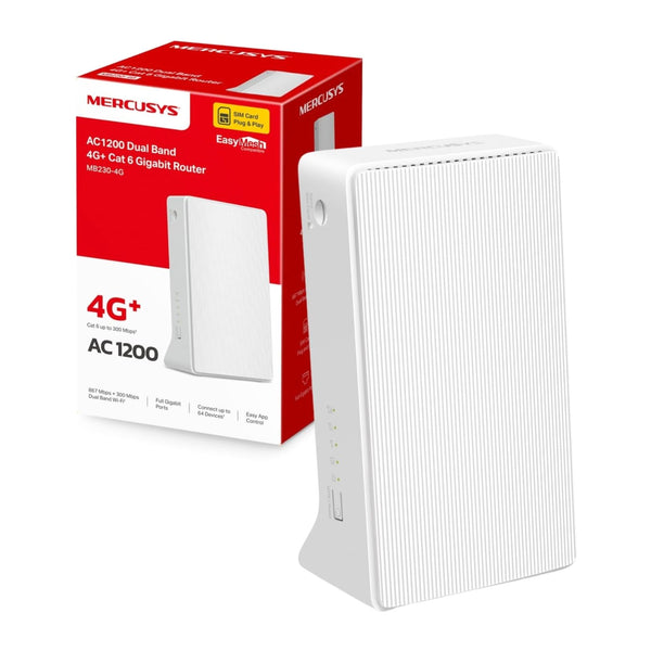 MERCUSYS MB230-4G | 4G+ Cat6 router | AC1200 dual-band Wi-Fi | Nano SIM